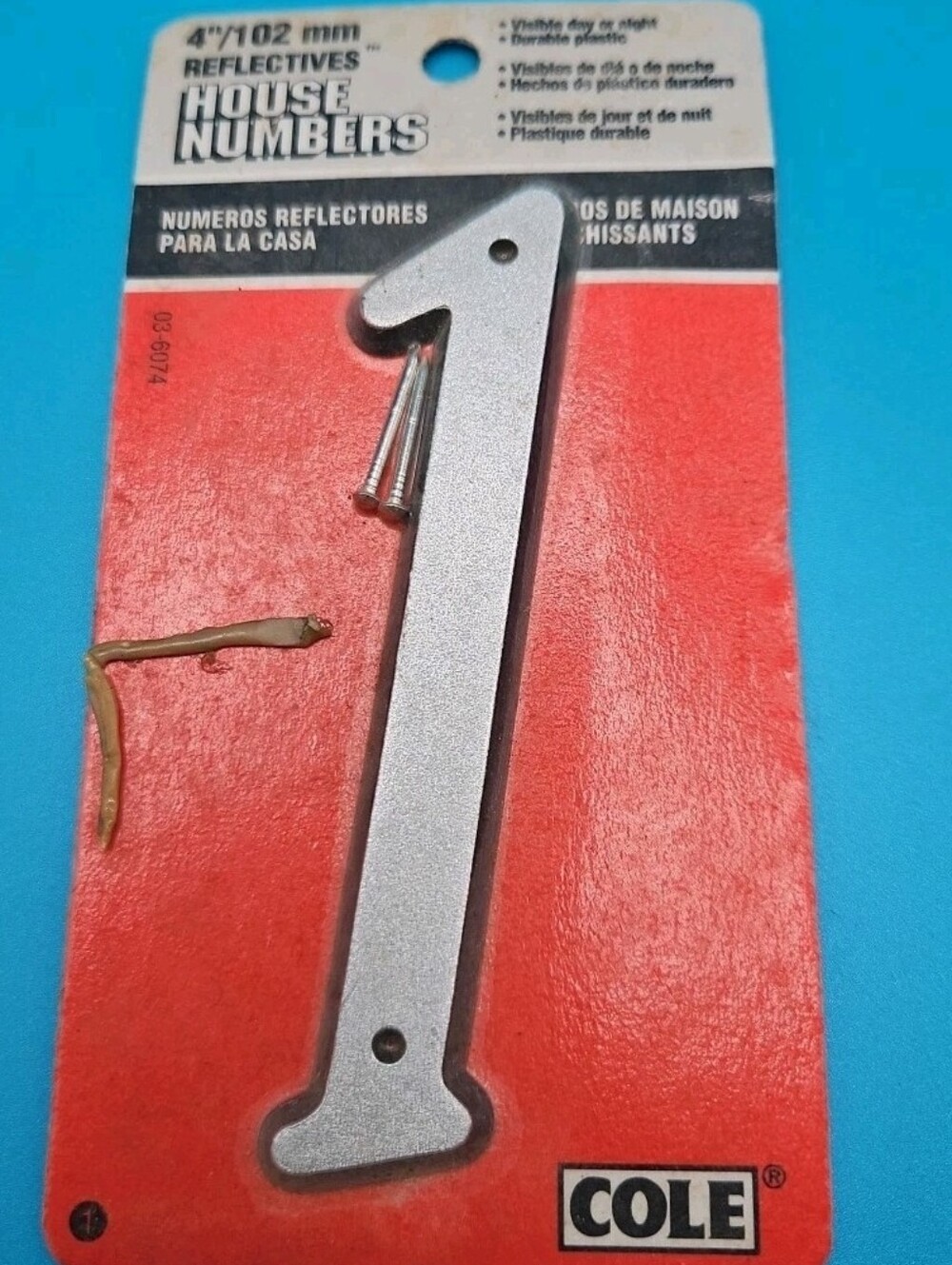 Hillman / Cole Number #1   4" Nail-on Reflective Plastic